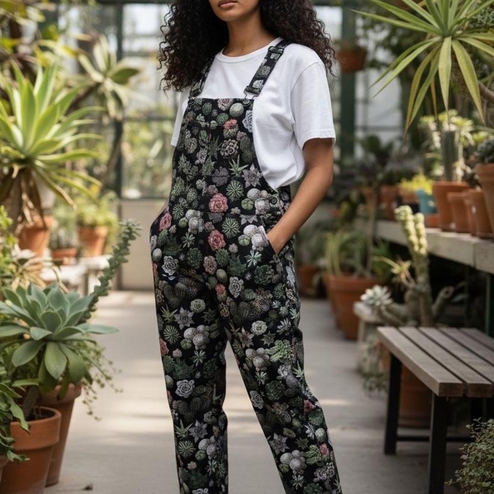 Kavu Succulent Print Bibs - Black Base